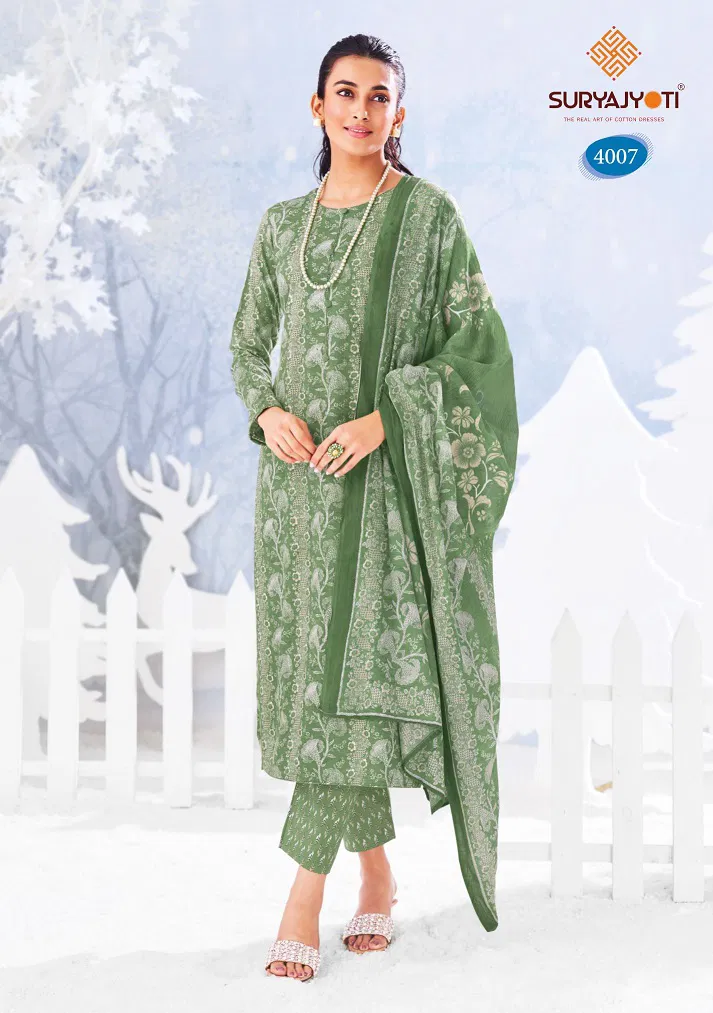 Ice Look Vol 4  by Suryajyoti Cotton Printed Dress Material 